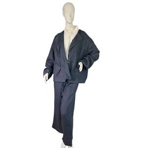 SULU Kerstin Bernecker Indigo Linen Aruba Jacket Sz 44 & & Azoren Trousers Sz 44